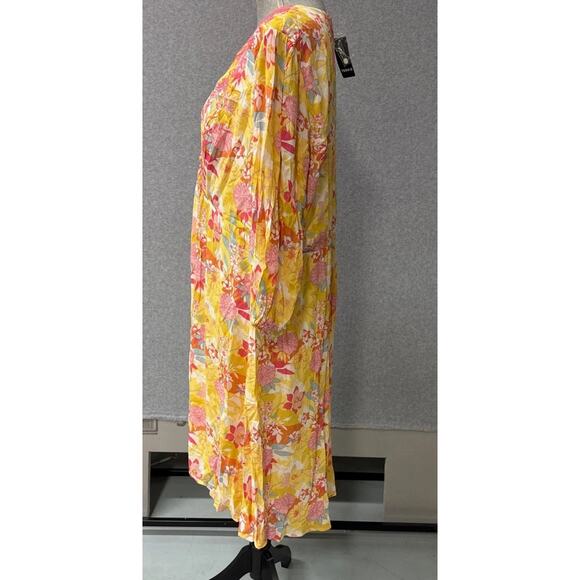Torrid Peach Yellow Floral Print Gauze Hi-Lo Summer Dress Plus Size 1X NWT - Picture 6 of 10